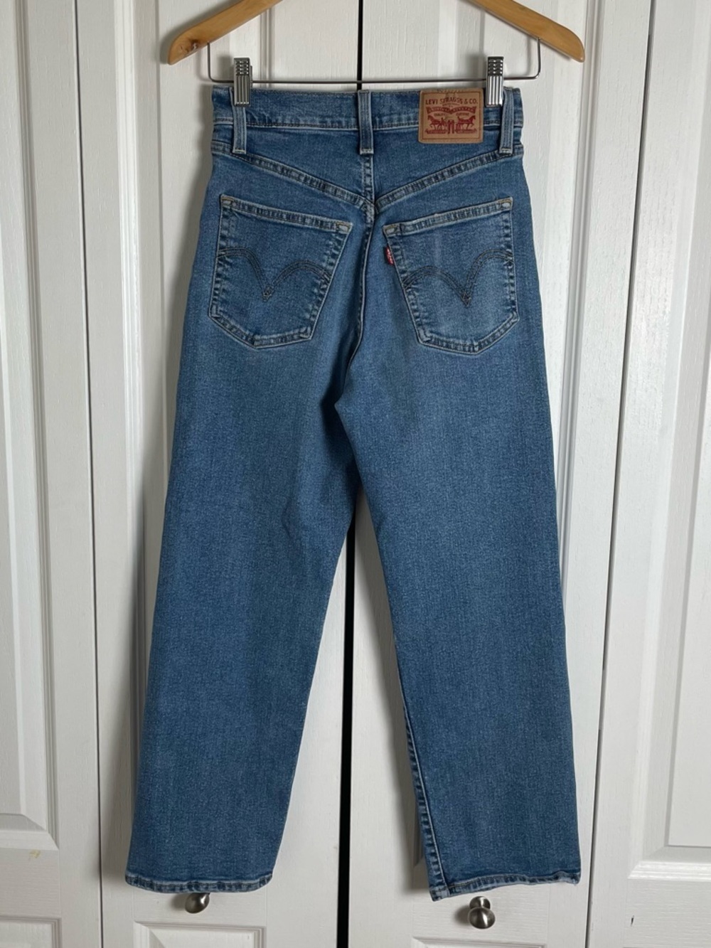 Levi's Ribcage Straight Ankle Jeans Women’s 25 Blue Denim High Waist Button Fly - Picture 7 of 12